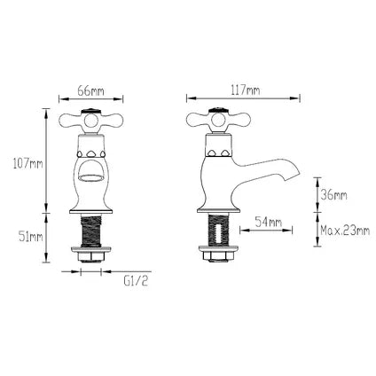 Robinet Lave-mains AquaVive Modena - Bec bas - Céramique - Chromé - 5,5cm