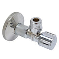 Vanne d'arrêt d'angle + rosette Schell chrome (filetage mâle x compression) 1/2"x10mm