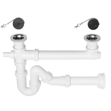 Bonde pour évier 2 bacs Wirquin Inox Ø50mm