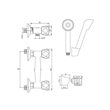 Invena Robinet Douche Avec Mitigeur Avec Levier Simple Montage Mural