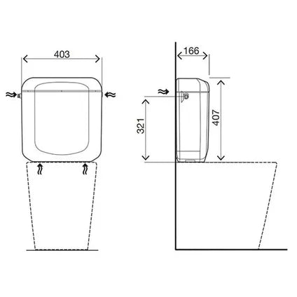 Réservoir de chasse d’eau Baseline - Plastique - 3/6L Double touche - 40,3x40,7x16,6cm