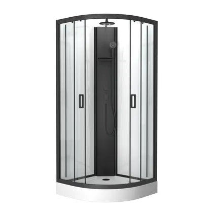 Cabine de Douche Aurlane Pepper Lift Up 3 - Quart de Rond - 85x85x210-235cm - Noir Mat