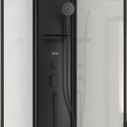 Cabine de Douche Aurlane Pepper Lift Up 3 - Quart de Rond - 85x85x210-235cm - Noir Mat