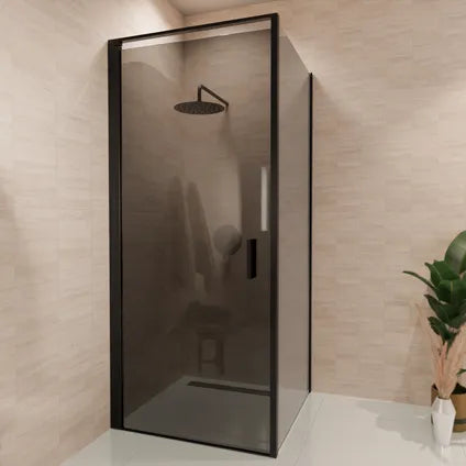 Cabine De Douche Bogota - Lomazoo - 90 X 90 X 200 Cm - Noir - 6 Mm Verre Fumé - Anticalcaire